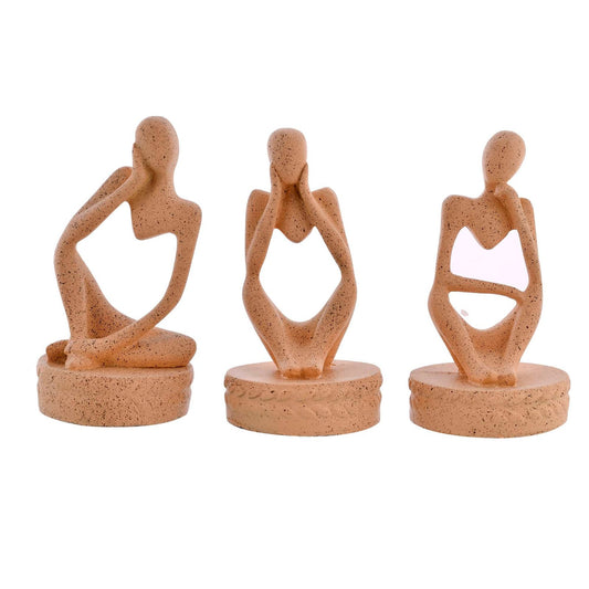 Set of 3 Brown Polyresin Minimalist showpiece