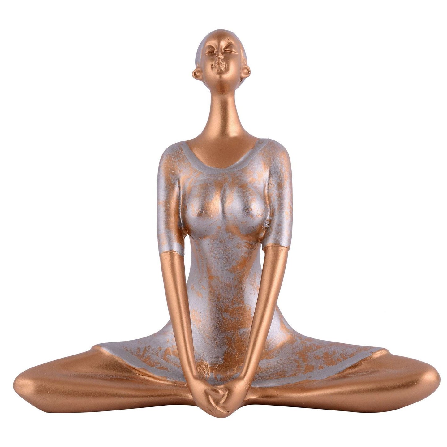 Suitable for home decor Yoga Posture Lady Statue Idol for Home Yoga Statue admirable piece of gift (Golden)