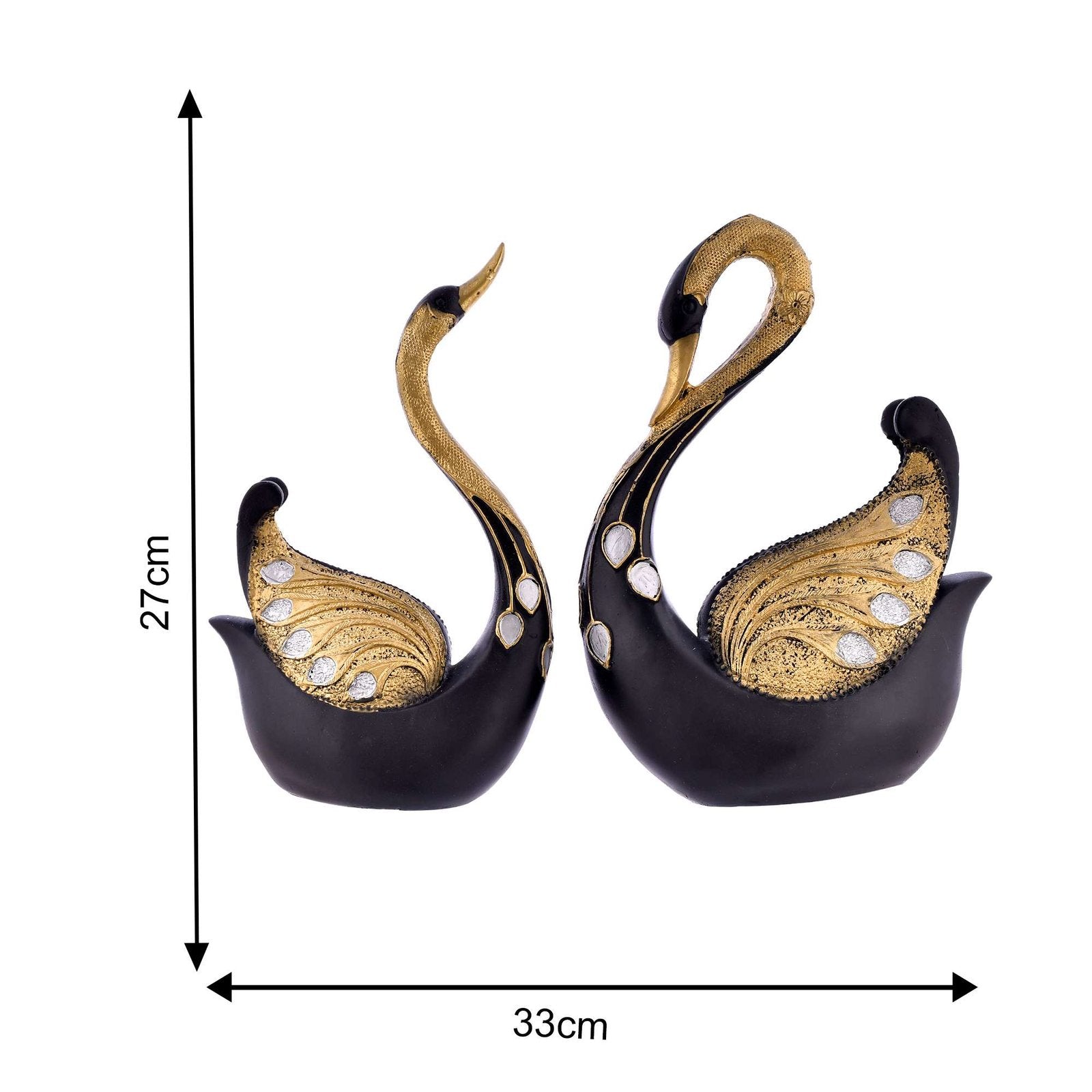 Swan Pair Feather Design Sculpture