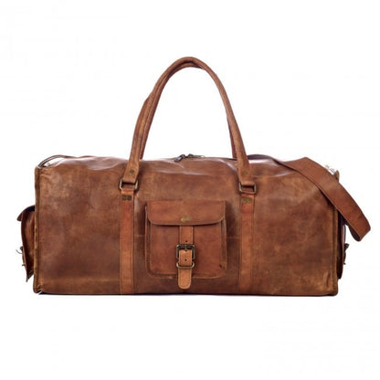 Craftshades – 22 Inches 4 Edges Handcrafted Duffle Goat Leather Bag | 100% Genuine Leather Bag