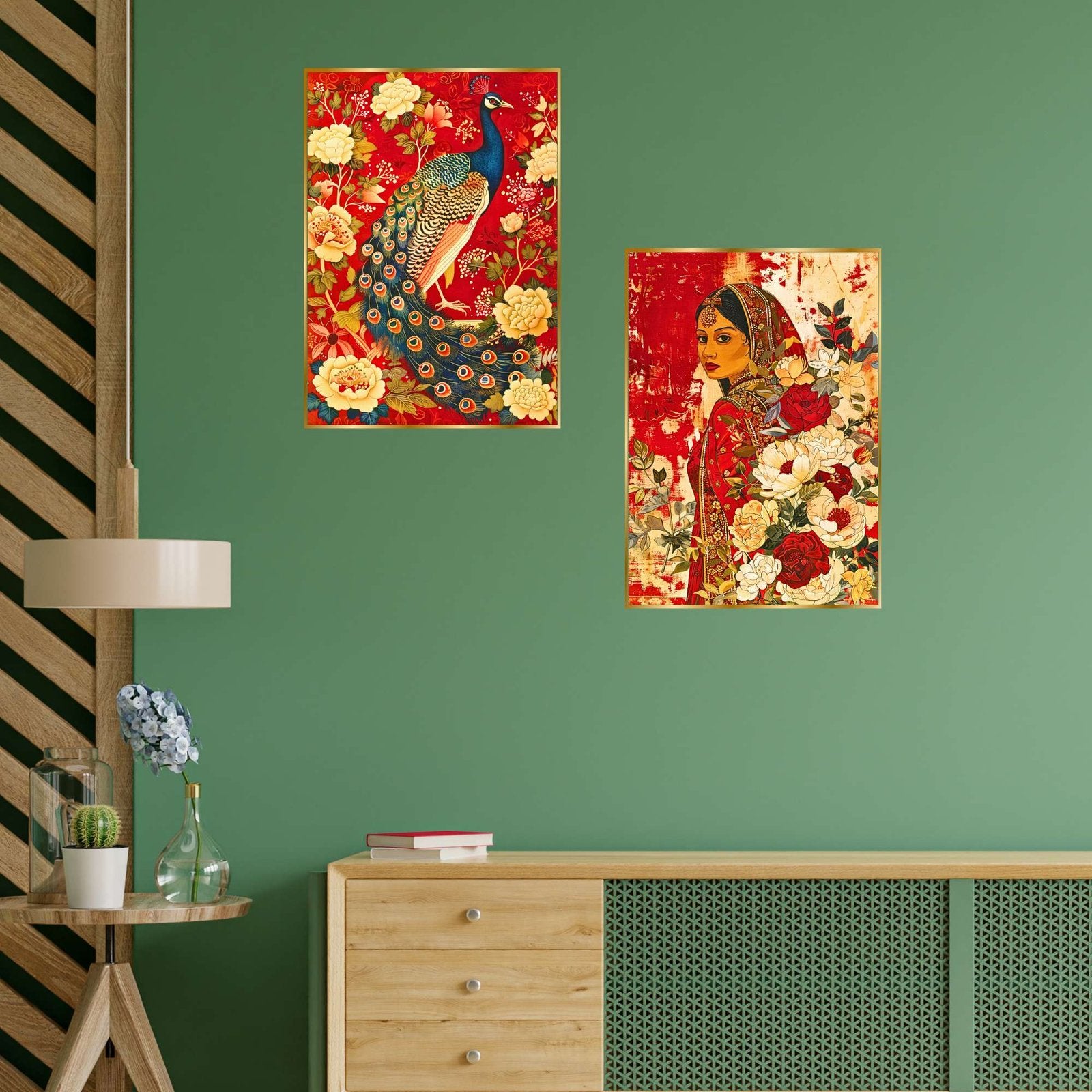 Set of Two Wall Paintings for Wall Dacoration Golden Framed Wall Paintings for Living Room & Bedroom Wall Art for Home Decoration & Office Wall Décor (14×11 inch CH-GD2-3)