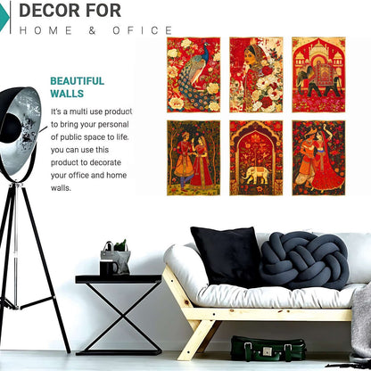 Set of Six Wall Paintings for Wall Dacoration Golden Framed Wall Paintings for Living Room & Bedroom Wall Art for Home Decoration & Office Wall Décor (17×13 inch CH-GD6-11)