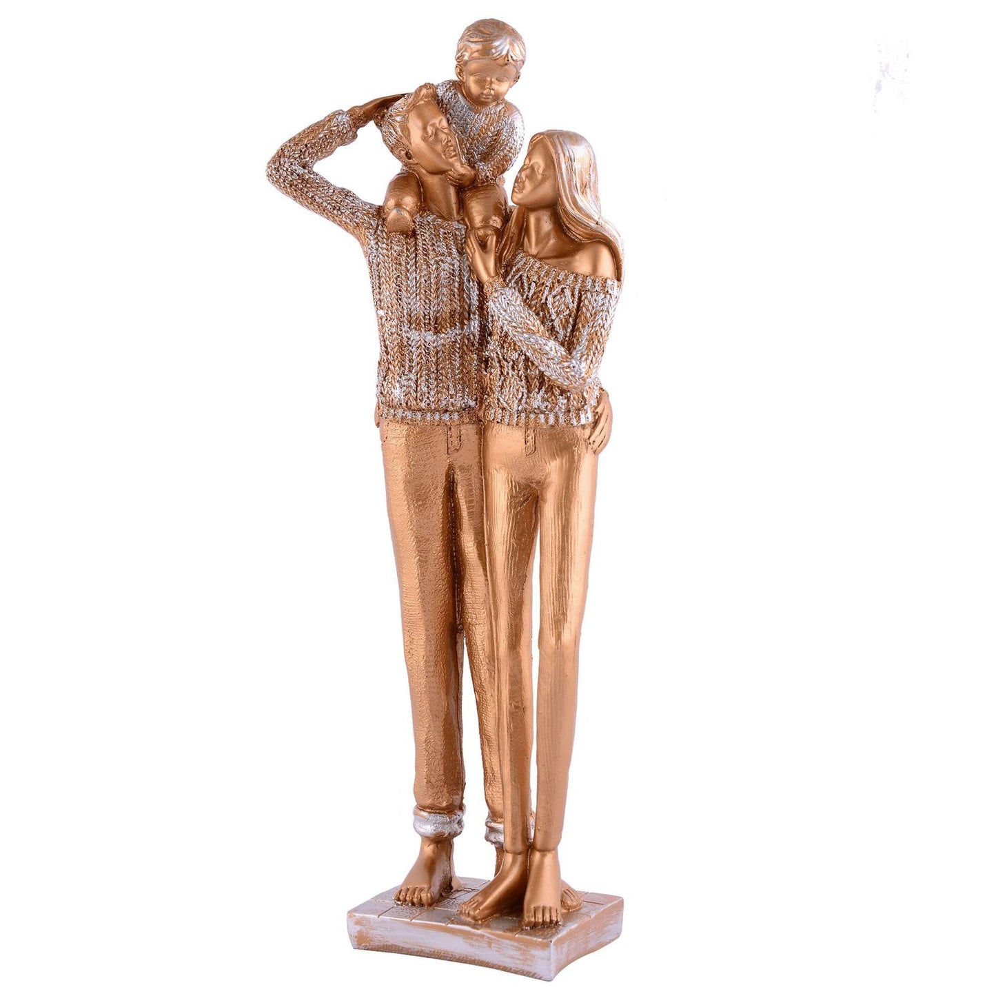 MOTHER and Father with Child faimily Love golden Statue showpiece for Home Decor and Gifting