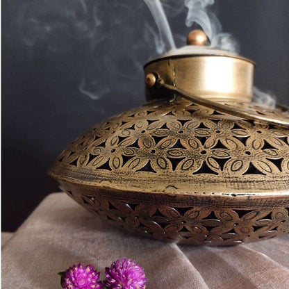 Brass Incense Burner with Smoke