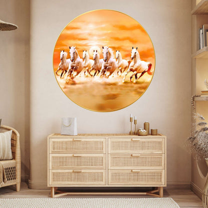 Wall Painting for Wall Decoration with Frame Sparkle Glossy Round Golden Framed Large Painting Office, Living Room, Bedroom, Home Decoration