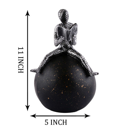 Men Sitting on Ball Showpiece for Home Decor Showpiece, Atlas Sculpture for Office Table Décor multicolour