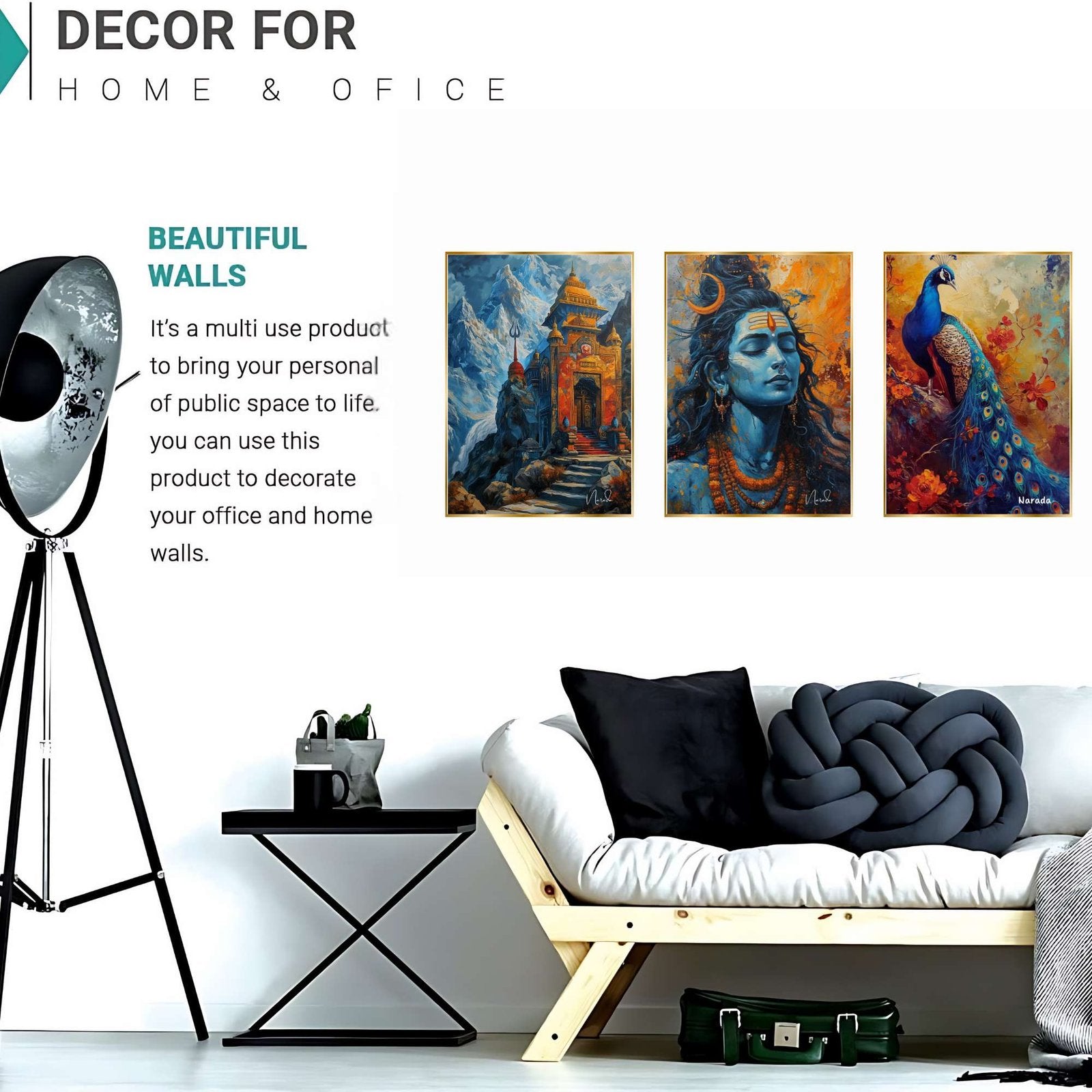 Set of Three Wall Paintings for Wall Dacoration Golden Framed Wall Paintings for Living Room & Bedroom Wall Art for Home Decoration & Office Wall Décor (24×18 inch CH-GD3-8)