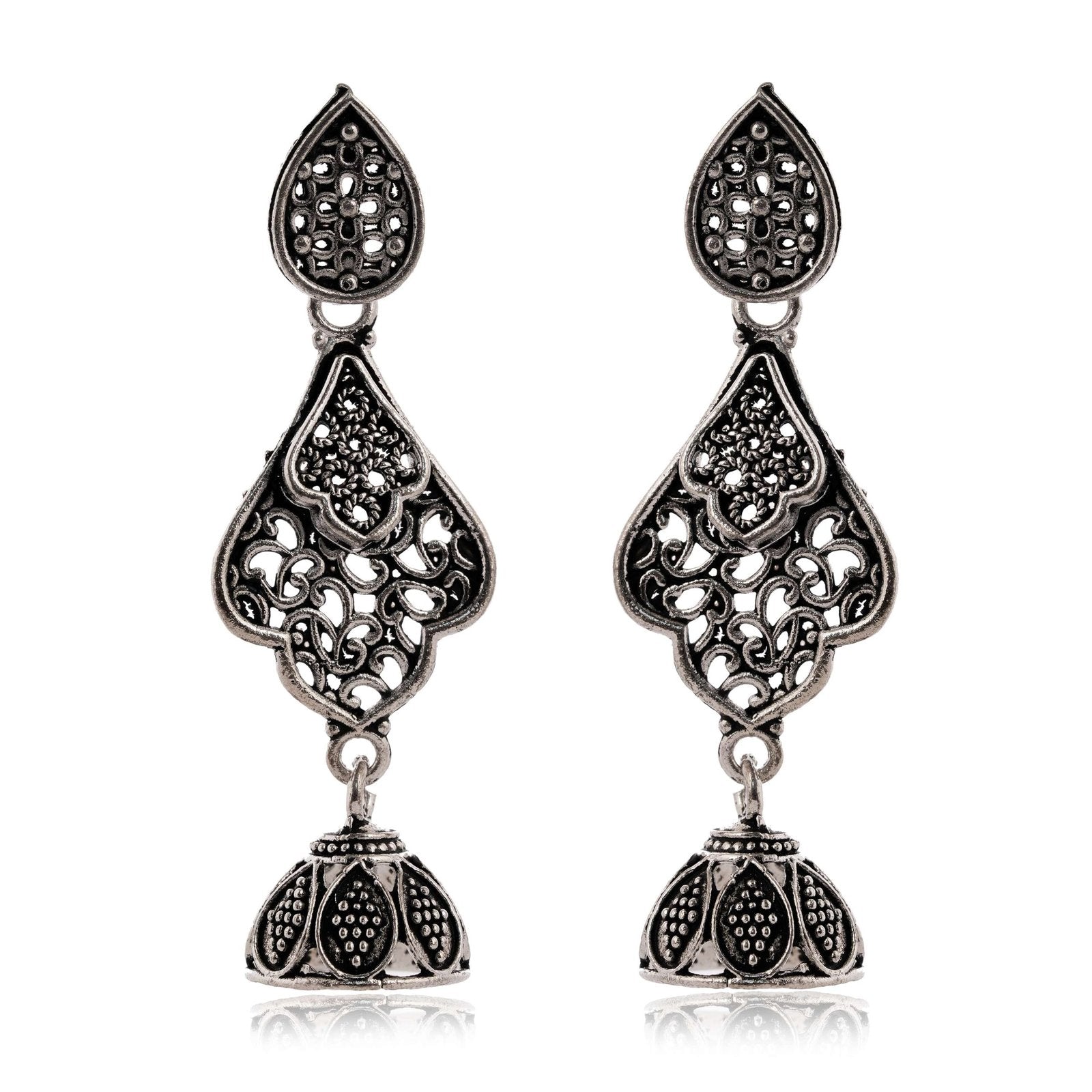 Women’s Indian Bollywood Stylish AZ838-OXidised Earrings Traditional Ethnic Jhumka/Jhumki Earrings for Women – Unique Design -AZ838-OX-ER20