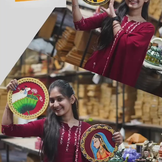 Rajasthani Pichwai Hand-Painted Pichhwai Plate For Home Décor
