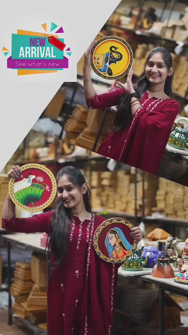 Rajasthani Pichwai Hand-Painted Pichhwai Plate For Home Décor