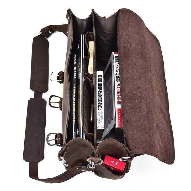 CraftShades 17 Inch oil Buff Leather Briefcase Laptop Messenger Bag Office Briefcase College Bag for Men and Women