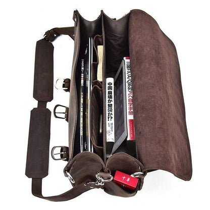 CraftShades 17 Inch oil Buff Leather Briefcase Laptop Messenger Bag Office Briefcase College Bag for Men and Women