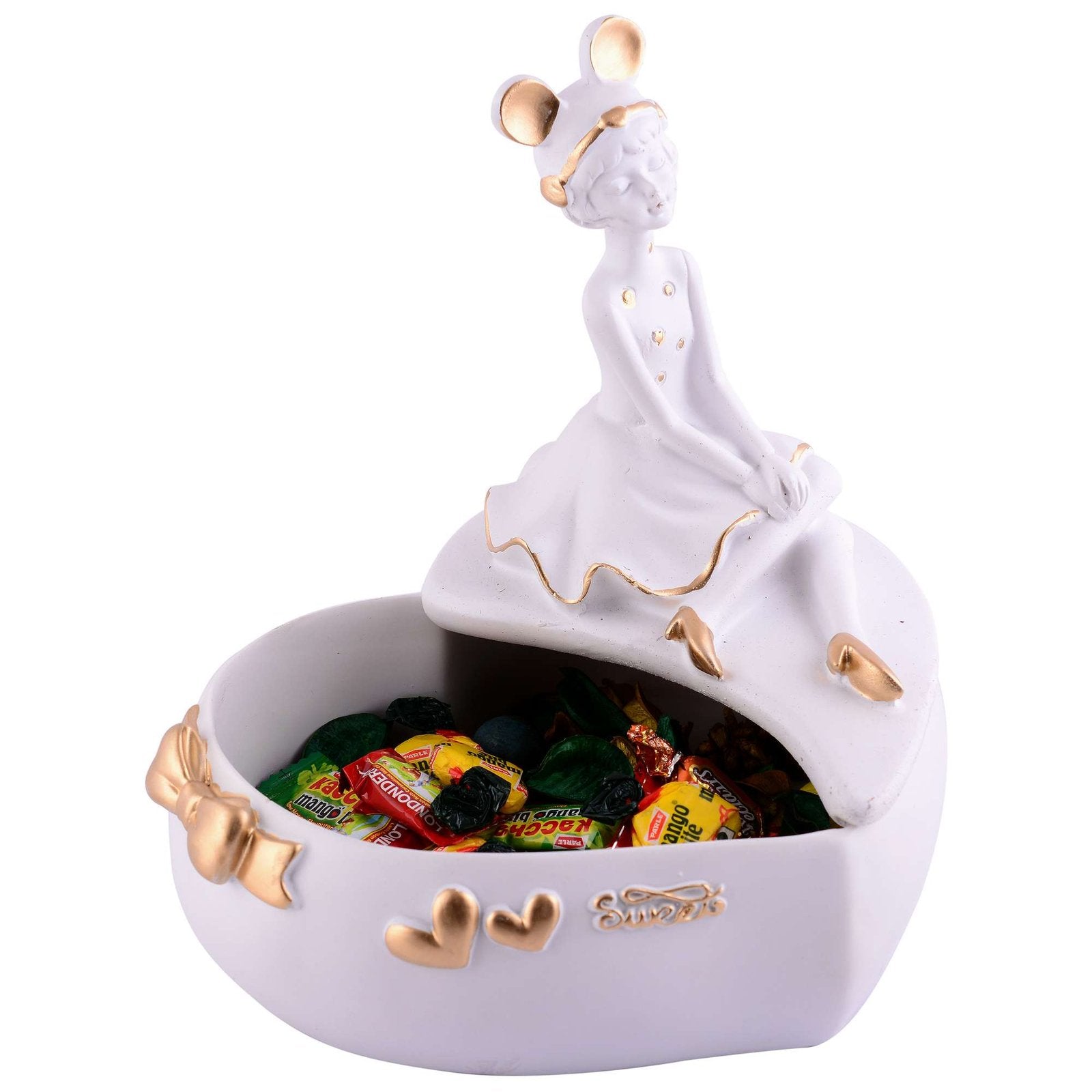 LADY with Basket Showpiece for Home Decor whiteShowpiece | Girl Basket Showpiece & Office Decor Showpiece