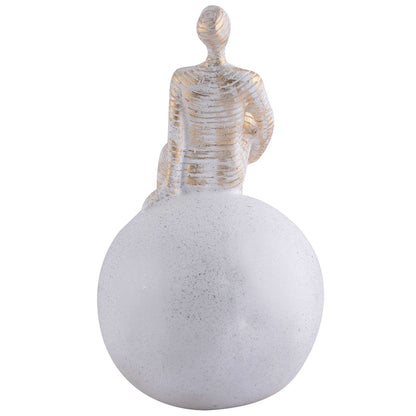 Men Sitting on Ball Showpiece for Home Decor Showpiece, Atlas Sculpture for Office Table Décor multicolour