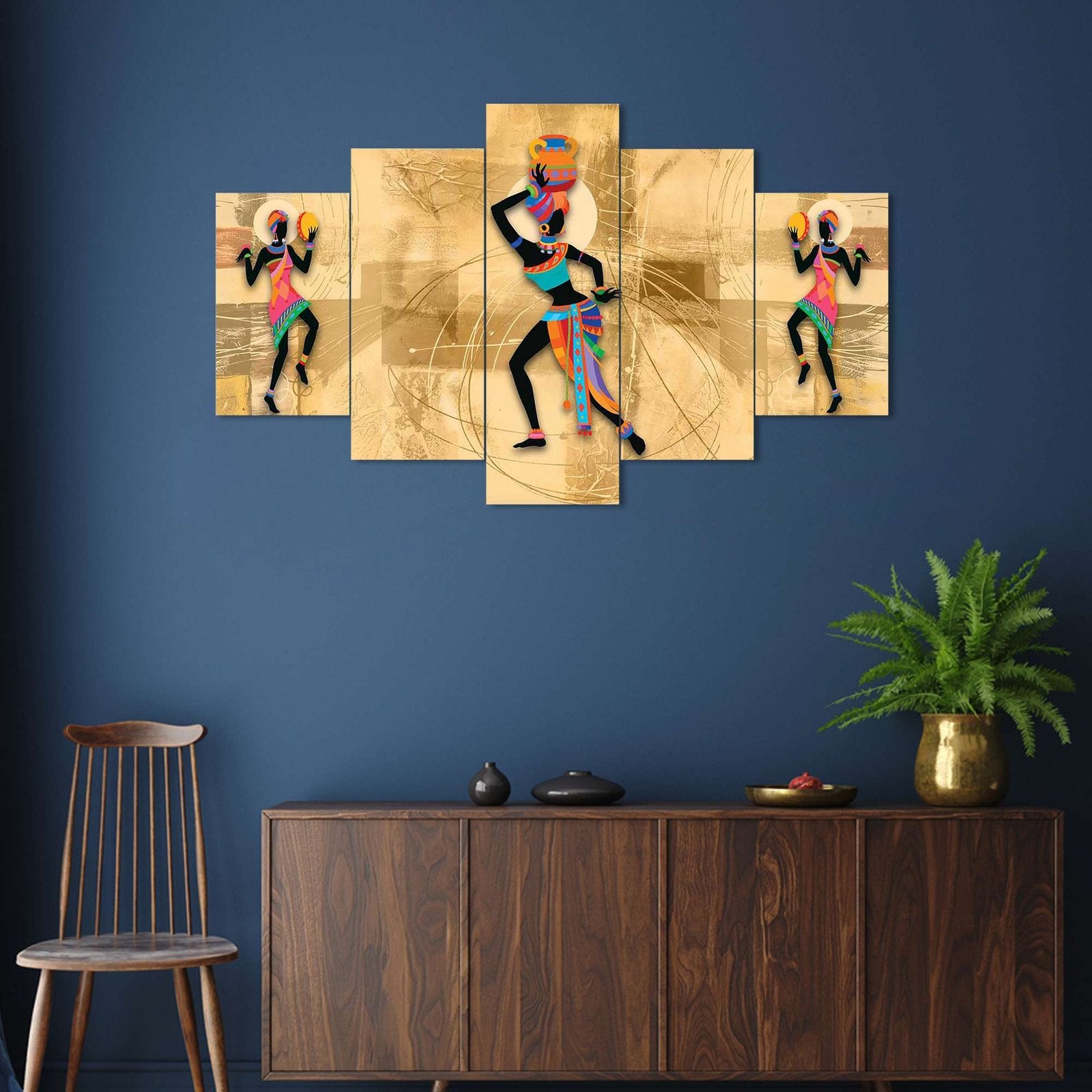 Rajsthan Set of Five 3D Framed Paintings for Wall Decoration – Ideal for Home, Living Room, and Bedroom (125 x 60 CM)