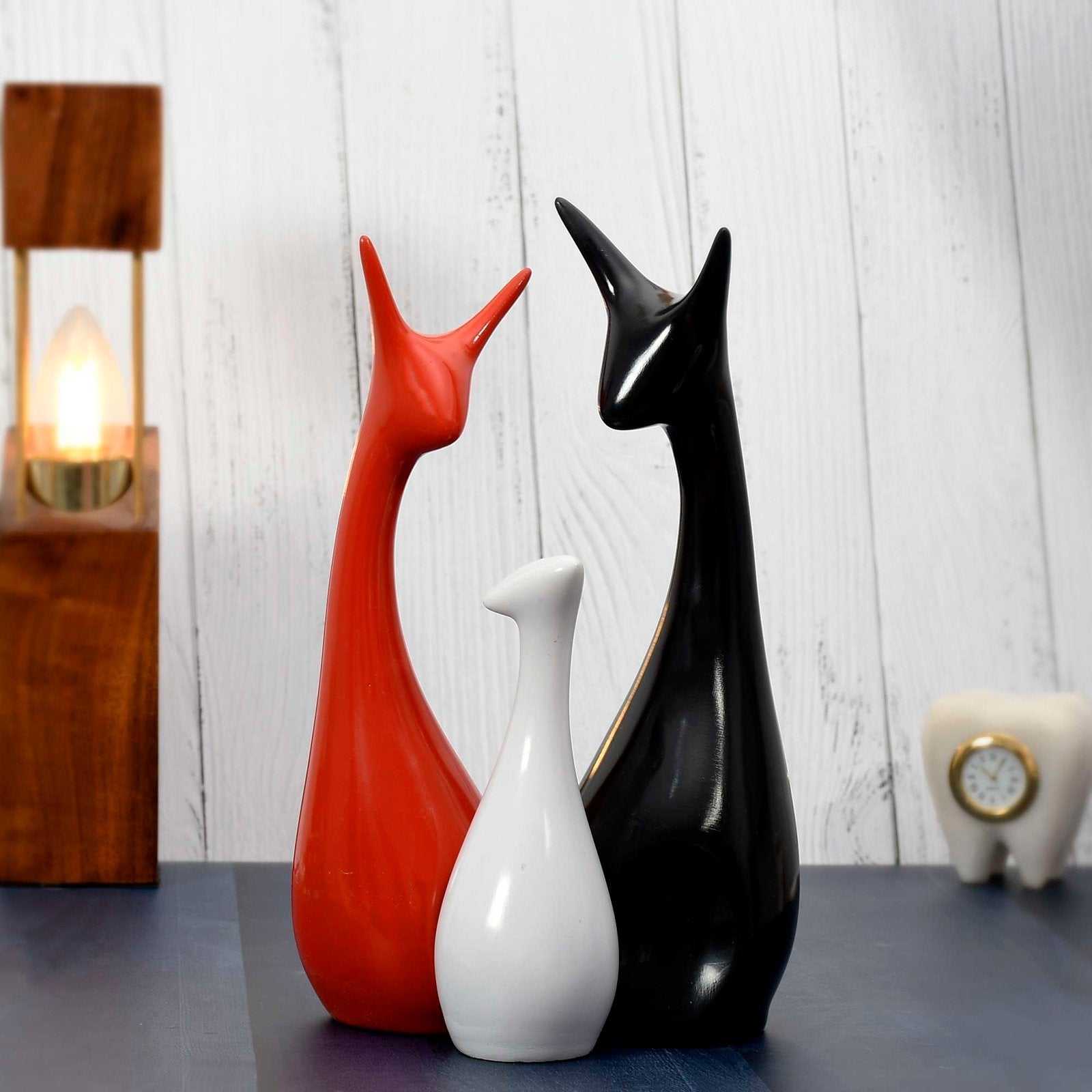 Giraffe Pair Antique Finish Showpiece