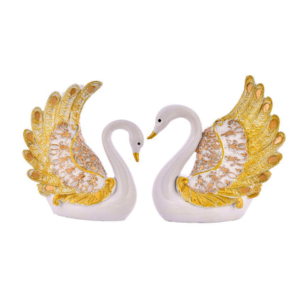 Swan Pair Feather Design Sculpture