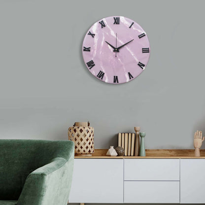Exquisite Wooden Handmade Wall Clock Pink With White Printed Acrylic Wall Clock for Home & Office Decorative Big Size Clock (16 Inch)