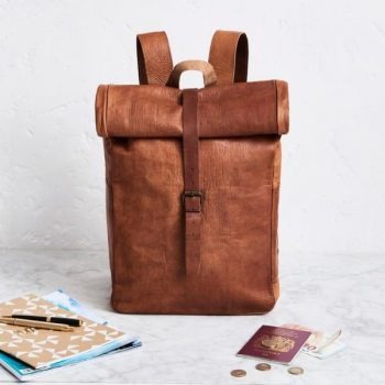 Craftshades – 100% Genuine Roll 13*18 Inch Goat Leather Shoulder Backpack | Unisex