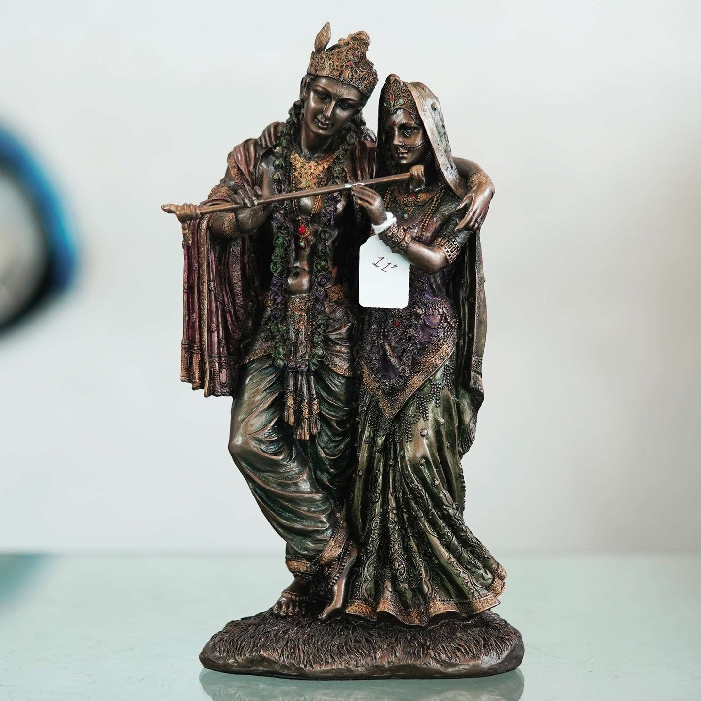 A beautiful and Intricate Bronze Statue Depicting Radha and Krishna Two Central Deities in Hinduism