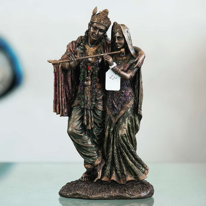 A beautiful and Intricate Bronze Statue Depicting Radha and Krishna Two Central Deities in Hinduism