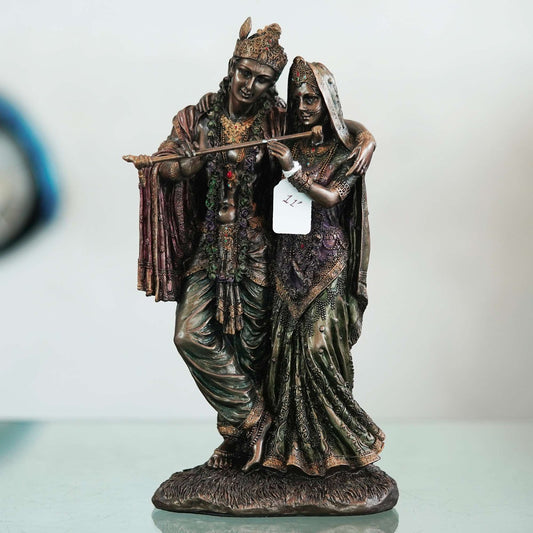A beautiful and Intricate Bronze Statue Depicting Radha and Krishna Two Central Deities in Hinduism