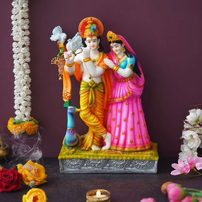 Statue of Hindu Deity Krishna and Radha (12 inches)