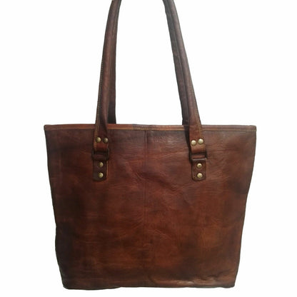 Craftshades – 16 inch Handcrafted Leather Women’s with pocket Tote Bag | 100% Genuine Leather