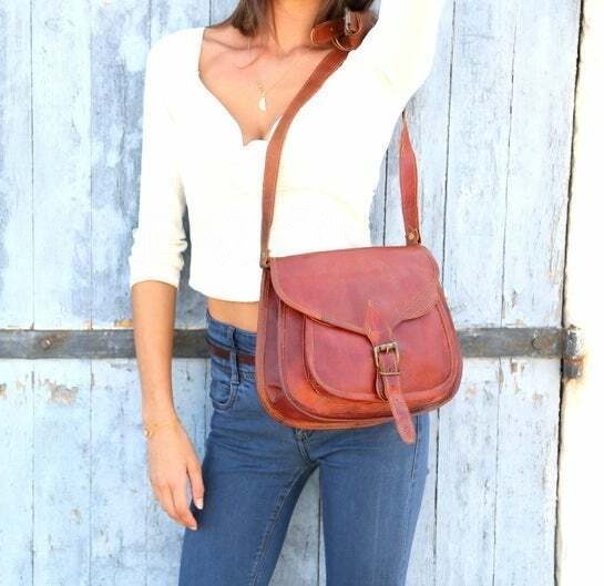 Craftshades - 7.9 Inches Crossbody Handcrafted Small Goat Leather Sling Bag for Women