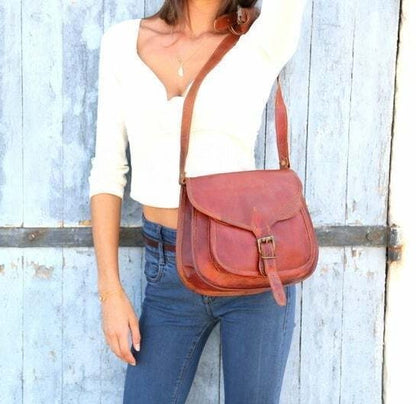Craftshades - 7.9 Inches Crossbody Handcrafted Small Goat Leather Sling Bag for Women