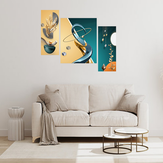 Set Of 3 Digital Wall Painting