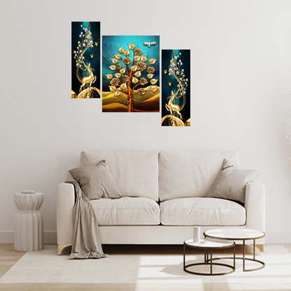 Mystic Forest Bloom Elegant Digital Wall Painting Set of 3