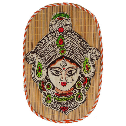 Oval Shaped Design Bamboo Hand Crafted Wall Hangings Durga Ji For Home D?cor | Bamboo Art For Wall Decor