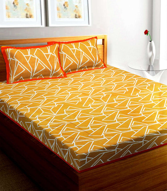100% Pure Cotton Traditional Printed Bedsheet for Double Bed King Size Bedsheet with 2 Pillow Covers