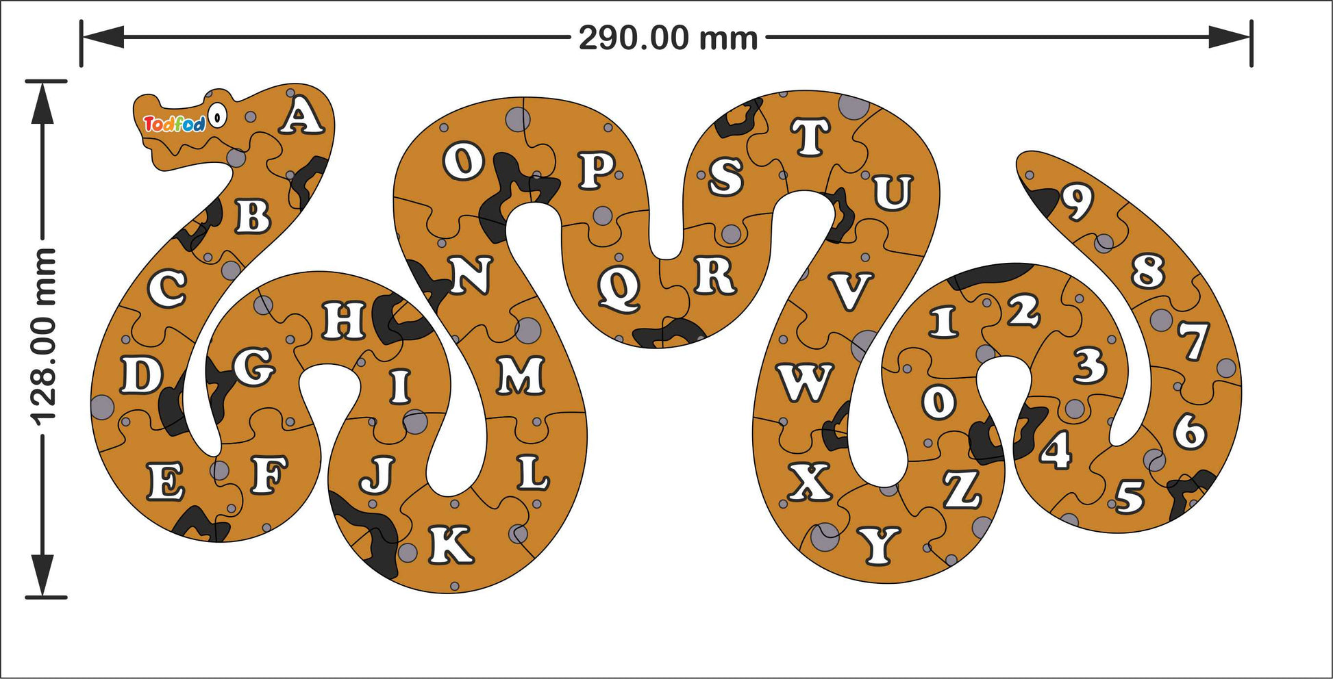 Wooden Jigsaw Puzzle – Snake Shaped English Alphabets