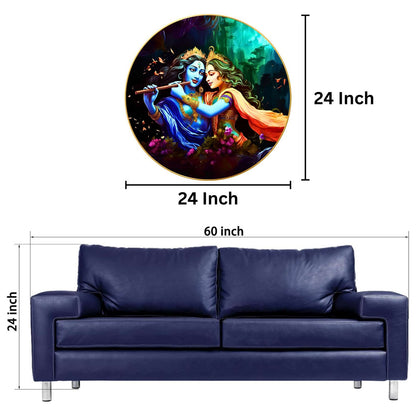 Wall Painting for Wall Decoration with Frame Sparkle Glossy Round Golden Framed Large Painting Office, Living Room, Bedroom, Home Decoration