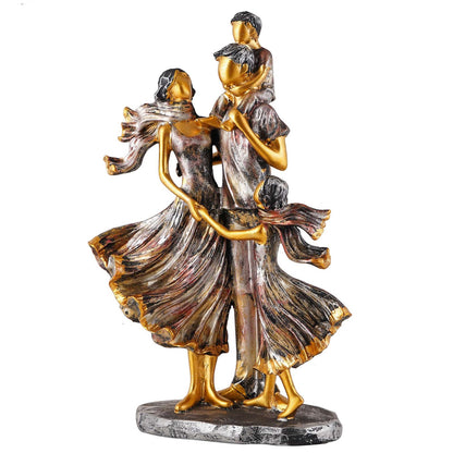 MOTHER and Father with Child complete faimily Love golden white Statue showpiece for Home Decor and Gifting