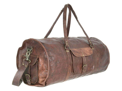 Craftshades – 20 Inch Handcrafted Curved Duffle Goat Leather Bag | 100 Genuine Leather
