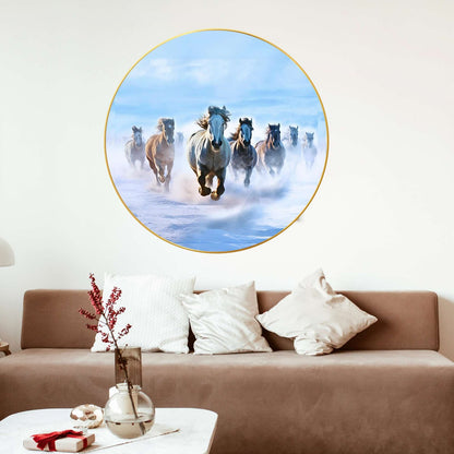 Wall Painting for Wall Decoration with Frame Sparkle Glossy Round Golden Framed Large Painting Office, Living Room, Bedroom, Home Decoration