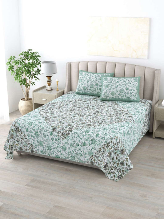 100% Pure Cotton Traditional Printed Bedsheet for Double Bed King Size Bedsheet with 2 Pillow Covers