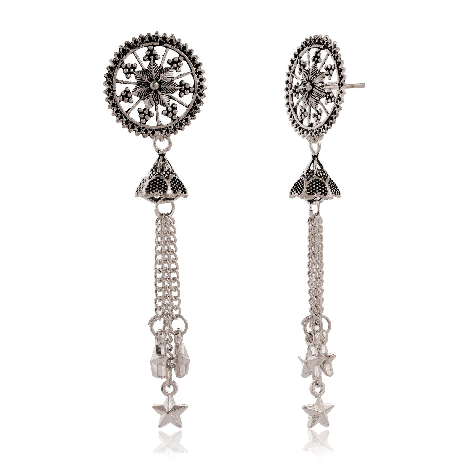Women Traditional Silver AZ838-OXidised Jhumka Set | German Silver Chand Baliyan & Jhumkas Earrings for Women | Birthday & Anniversary Gift -AZ838-OX-ER49