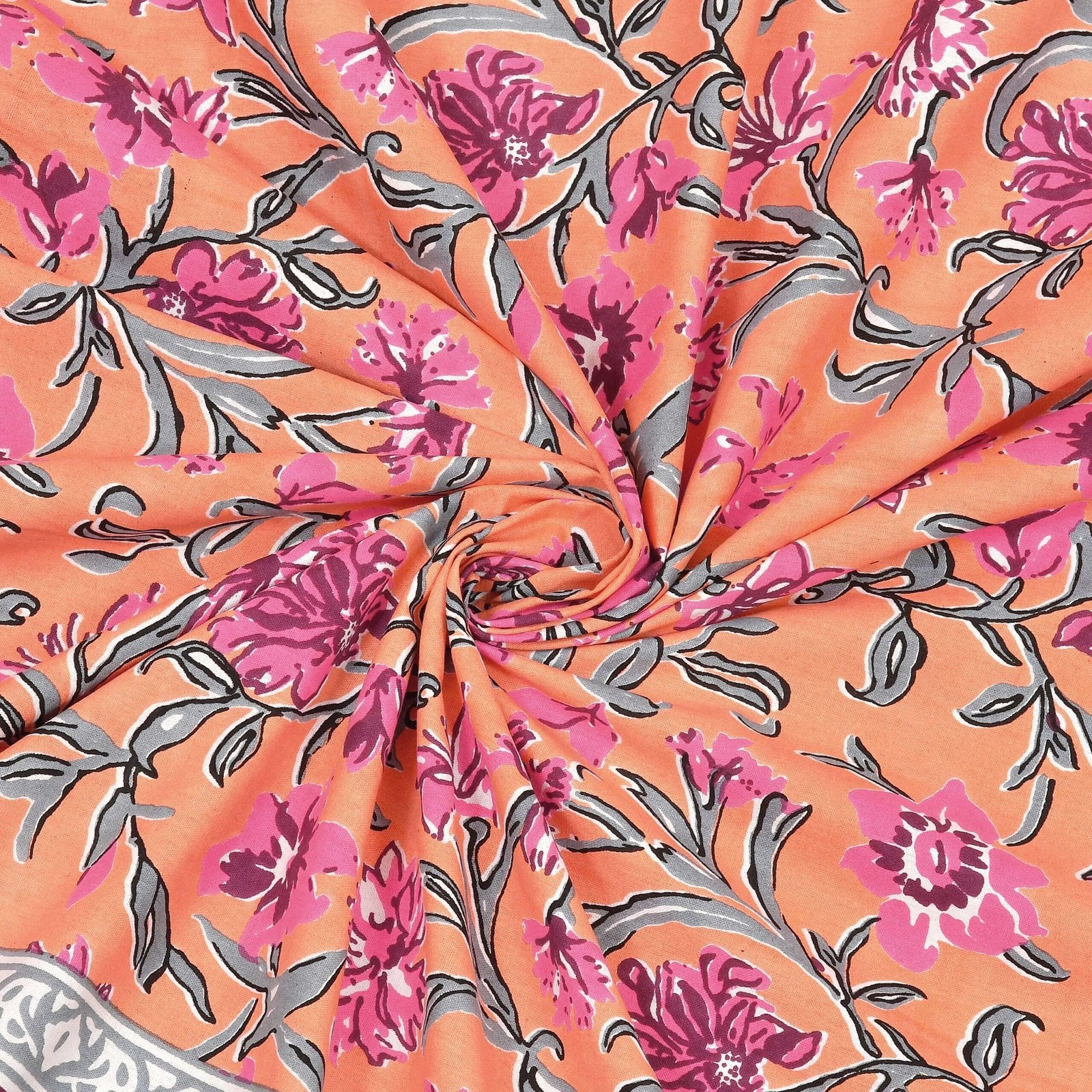 100% Pure Cotton Traditional Printed Bedsheet for Double Bed King Size Bedsheet with 2 Pillow Covers