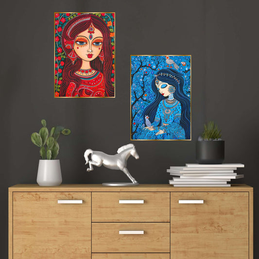 Set of Two Wall Paintings for Wall Dacoration Golden Framed Wall Paintings for Living Room & Bedroom Wall Art for Home Decoration & Office Wall Décor (14×11 inch CH-GD2-2)