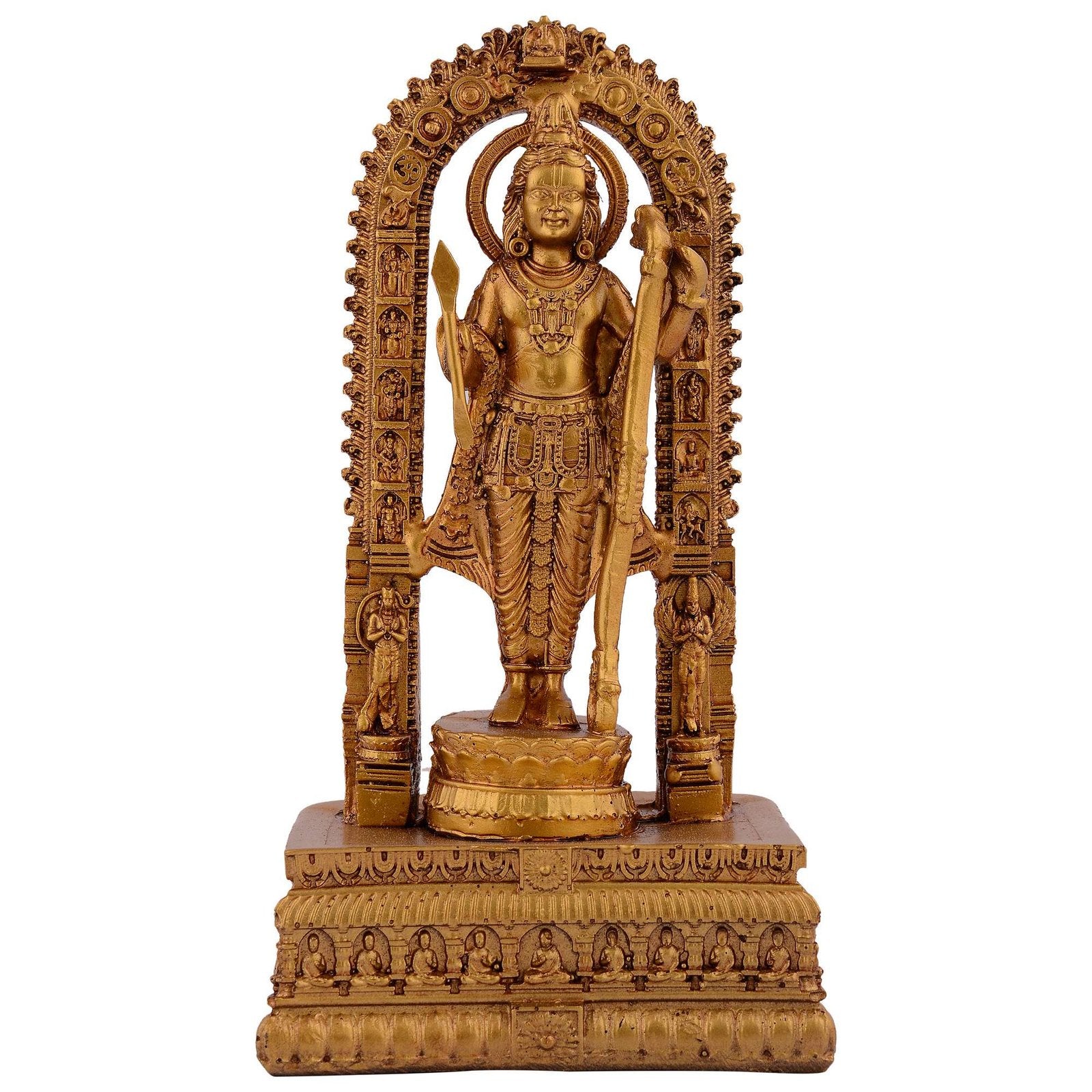 Resin Ram Mandir Ayodhya Model Authentic Design Ideal for Home Temple, Home Decor & Gifts (Golden)