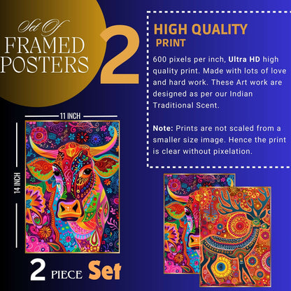 Set of Two Wall Paintings for Wall Dacoration Golden Framed Wall Paintings for Living Room & Bedroom Wall Art for Home Decoration & Office Wall Décor (14×11 inch CH-GD2-8)