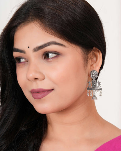 Women’s Indian Traditional AZ838-OXidised Silver Earrings For Women | Doli Wedding Theme Jumka Wedding Wear
