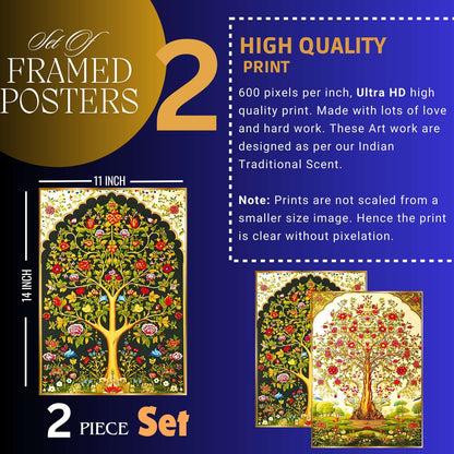 Set of Two Wall Paintings for Wall Dacoration Golden Framed Wall Paintings for Living Room & Bedroom Wall Art for Home Decoration & Office Wall Décor (14×11 inch CH-GD2-17)