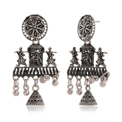 Women’s Indian Traditional AZ838-OXidised Silver Earrings For Women | Doli Wedding Theme Jumka Wedding Wear