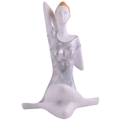 Suitable for home decor Yoga Posture Lady Statue Idol for Home Yoga Statue admirable piece of gift (silver)