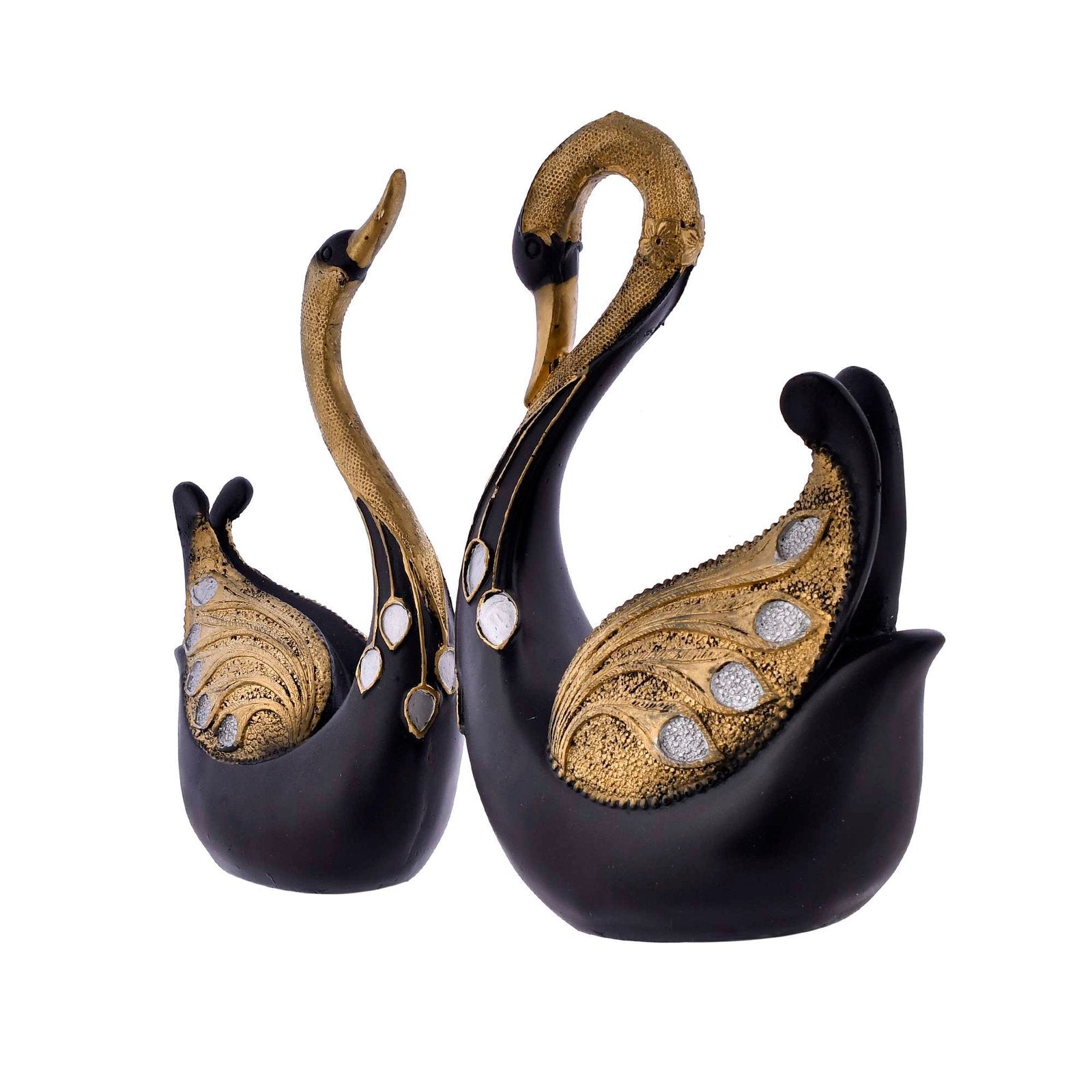 Swan Pair Feather Design Sculpture